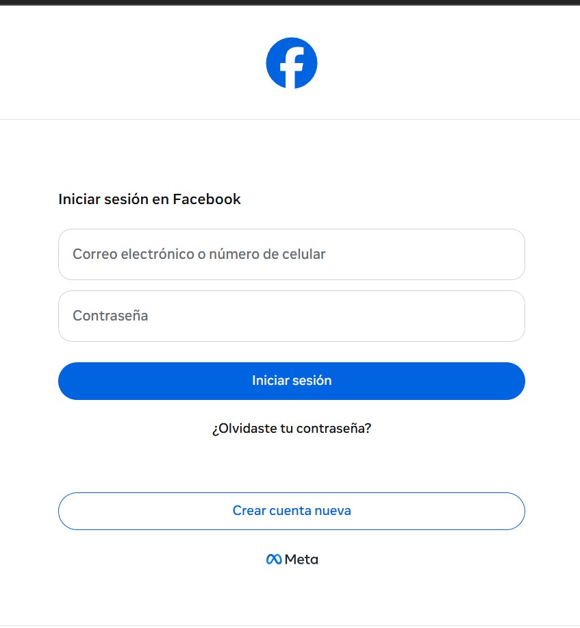 The Facebook login form