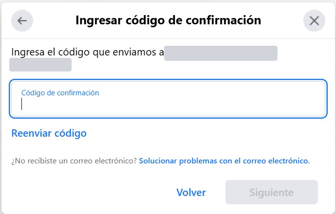 The Enter confirmation code dialog